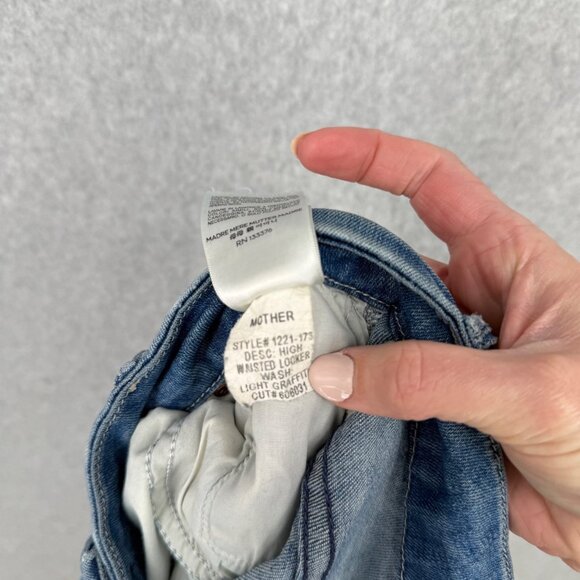 Mother Womens Looker High Waisted Skinny Jeans Size 27 Light Graffiti Wash READ - Picture 12 of 16